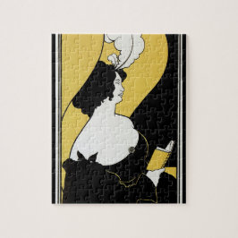 Vintage Art nouveau, kvinnor som läser Gult Bok Pussel