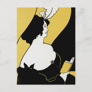 Vintage Art nouveau, kvinnor som läser Gult Bok Vykort