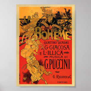 Vintage Art nouveau La Boheme Opera Music Poster