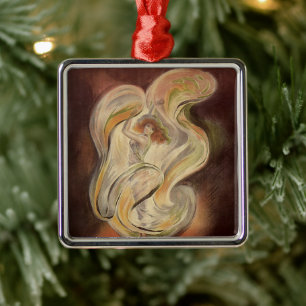 Vintage Art nouveau, La Loie Fuller Modern Dancer Julgransprydnad Metall