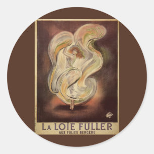 Vintage Art Nouveau, La Loie Fuller Modern Dansare Runt Klistermärke