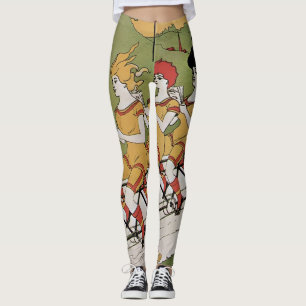 Vintage Art Nouveau, Lager Tandemcykel Leggings