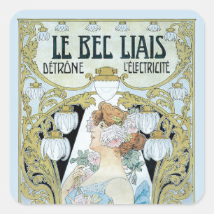Vintage Art Nouveau Le Bec Liais, Privat Livemont Fyrkantigt Klistermärke
