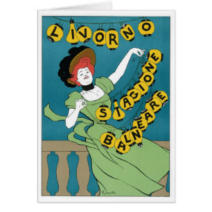 Vintage Art Nouveau, Livorno Senorita dansar Hälsningskort