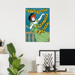 Vintage Art Nouveau, Livorno Senorita dansar Poster