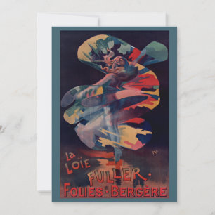 Vintage Art nouveau, Loie Fuller vid Folies Berger Inbjudningar
