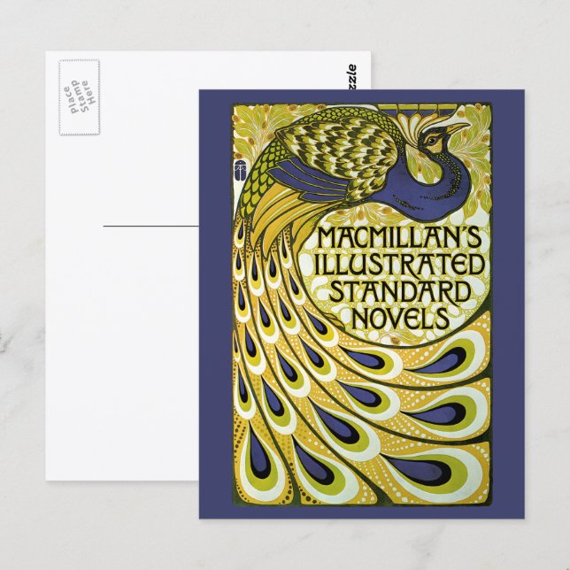 Vintage Art Nouveau, Macmillan's Påfågelsfjäder Vykort (Fram/baksida)