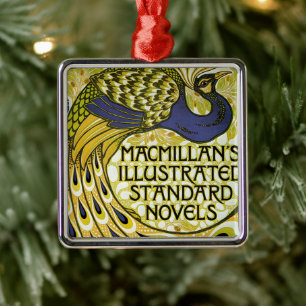 Vintage Art nouveau, Macmillans Peacock Feather Julgransprydnad Metall