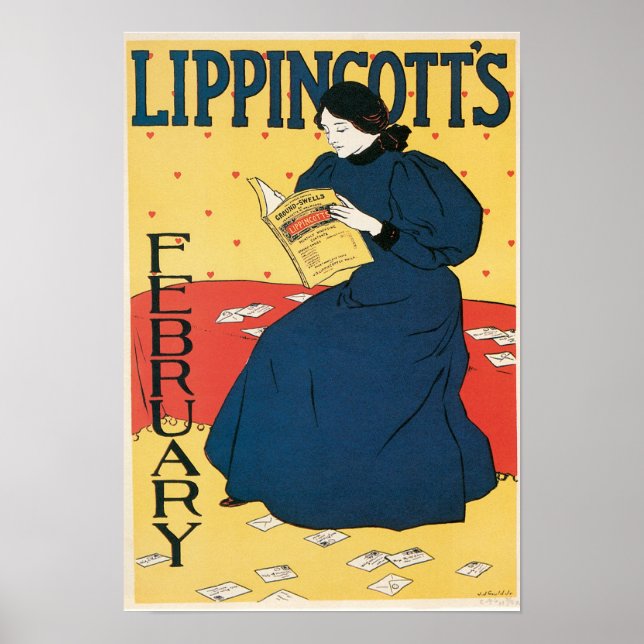 Vintage Art nouveau, magasin februari Poster (Framsidan)