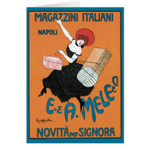Vintage Art Nouveau Magazzini Italiani av Capiello Hälsningskort
