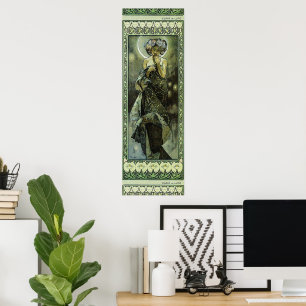 Vintage Art nouveau Måne av Alphonse Mucha Poster