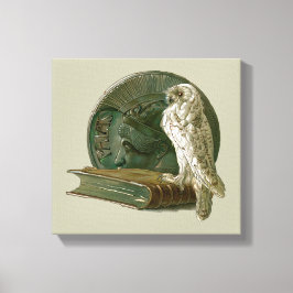 Vintage Art Nouveau med en uggla, mynt och en bok Canvastryck