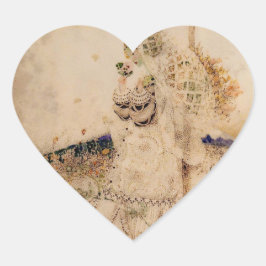 Vintage Art nouveau Möhippa Hjärtklämmare Hjärtformat Klistermärke