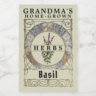 Vintage Art nouveau Mucha Herb-etikettmall Mat Etikett