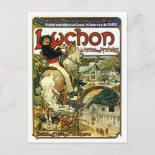Vintage art nouveau Mucha-järnvägen Vykort