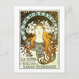 Vintage art nouveau Mucha Sarah Bernhardt och Vykort