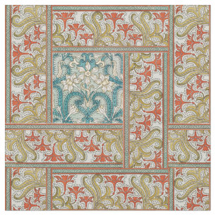 Vintage Art Nouveau Narcissmönster Verneuil Tyg