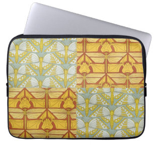 Vintage Art Nouveau Natur Rutigt Mönster Konst Laptop Fodral