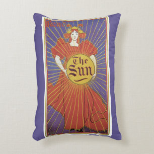 Vintage Art Nouveau, New York Sun Tidning Prydnadskudde