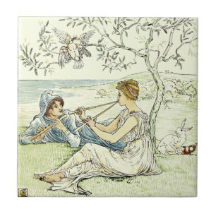 Vintage Art nouveau Olive Träd av Walter Crane Kakelplatta