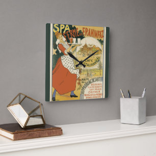 Vintage Art Nouveau, Ölrestaurang och Kaffe Fyrkantig Klocka