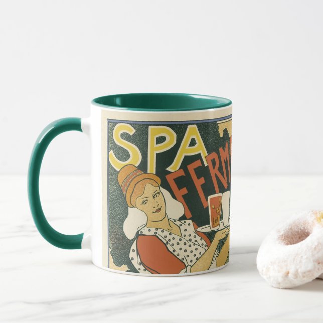Vintage Art Nouveau, Ölrestaurang och Kaffe Mugg (Med munk)