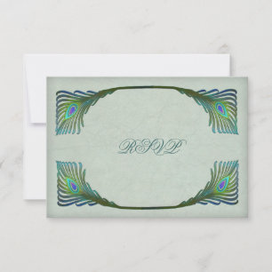 Vintage Art Nouveau Påfågel Bröllop RSVP OSA Kort