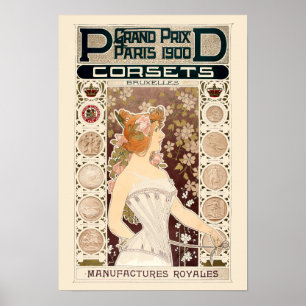 Vintage Art nouveau Paris Corset Ad. Poster