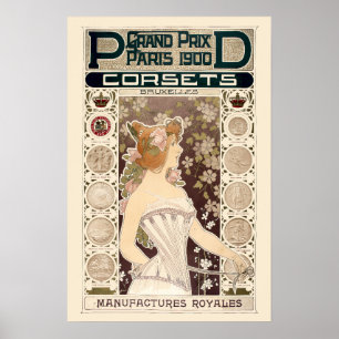 Vintage Art Nouveau Paris Korsetter Annons Poster