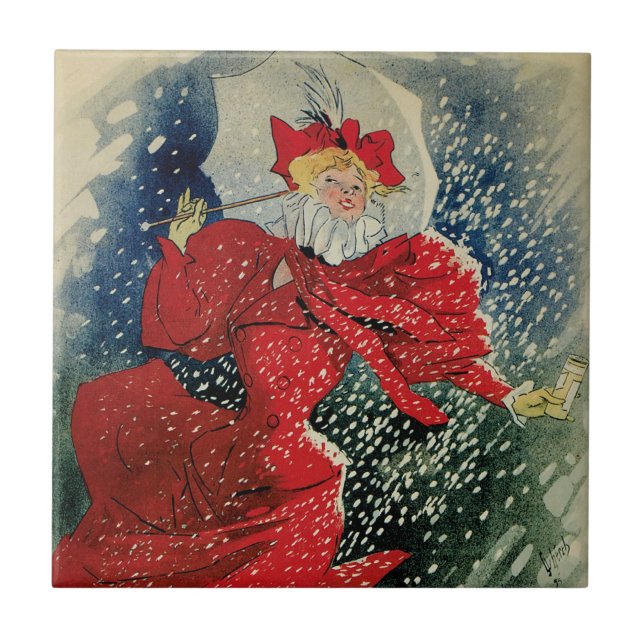 Vintage Art Nouveau Pastiller Geraudel Hostsdroppa Kakelplatta (Framsidan)