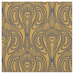 Vintage Art nouveau Peacock Feather Mönster Tyg