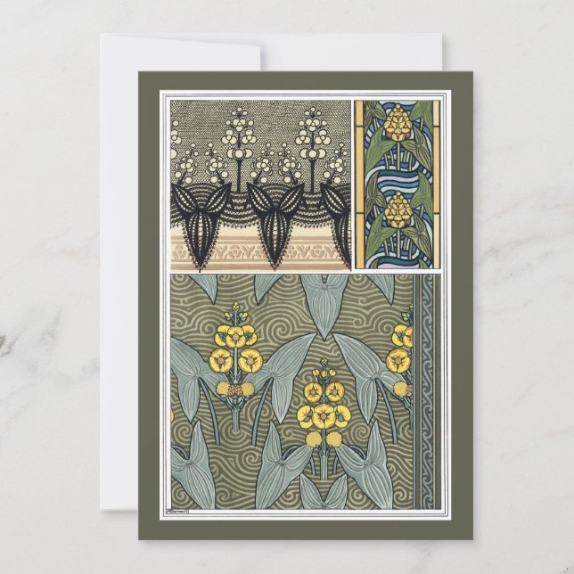 Vintage Art Nouveau Pilblad Trädgårdsblommor (Framsida)