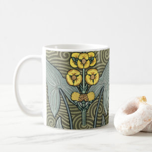 Vintage Art Nouveau Pilträdgårdsblommor Kaffemugg
