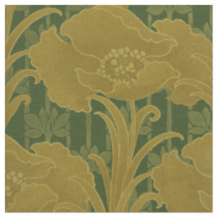 Vintage Art nouveau Poppy Flowers Mönster Tyg