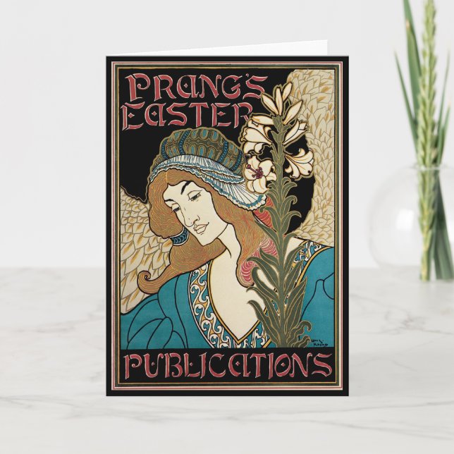 Vintage Art nouveau, Prang's Påsk Publications Helgkort (Framsida)