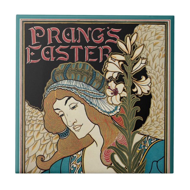 Vintage Art Nouveau, Prangs påskpublikationer Kakelplatta (Framsidan)