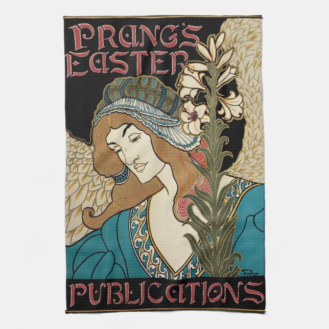 Vintage Art Nouveau, Prangs påskpublikationer Kökshandduk (Vertikal)