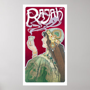 Vintage Art nouveau Rajah Coffee ad Poster