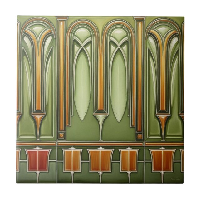 Vintage Art nouveau Reproduction Kakelplatta (Framsidan)