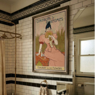 Vintage Art Nouveau-reproduktion för parfymreklam Poster
