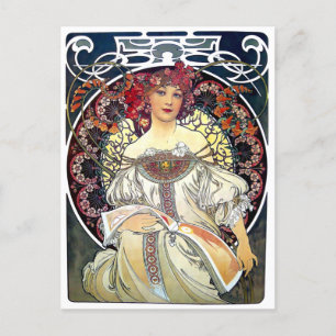 Vintage Art nouveau Reverie by Alphonse Mucha Post Vykort