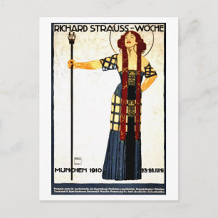 Vintage art nouveau Richard Strauss konsert Vykort
