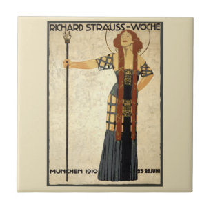 Vintage Art Nouveau Richard Strauss-Woche, München Kakelplatta