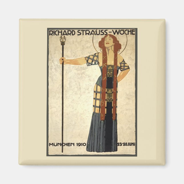 Vintage Art nouveau Richard Strauss-Woche, München Magnet (Framsidan)