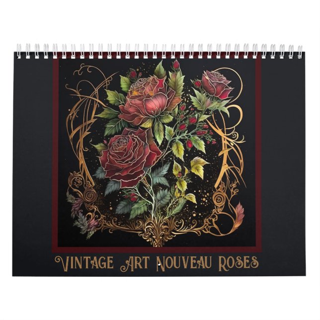 Vintage Art nouveau Röd ros Kalender (Omslag)