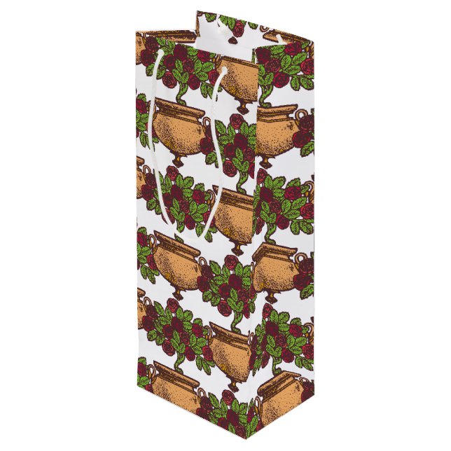 Vintage Art nouveau rosebush blommigt tapet (Baksidan Vinklad)