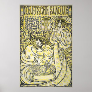 Vintage Art nouveau Salad Oil Ad av Jan Toorop Poster