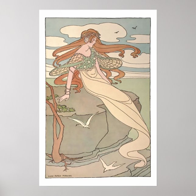 Vintage Art Nouveau Siren Poster (Framsidan)