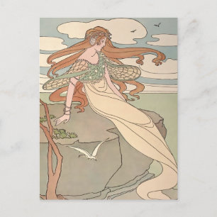 Vintage Art Nouveau Siren Vykort