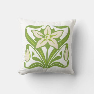 Vintage Art nouveau snödroppe blommigt tapet Kudde